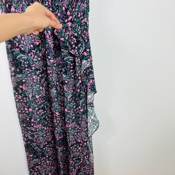 IRO NWT Santu Ruffled Shirred Crepe De Chine Maxi
Dress Black Pink Green Size 36 - Picture 10 of 12